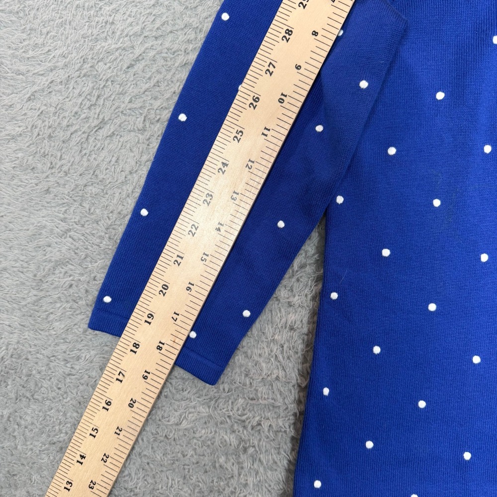 Lauren Ralph Lauren Blue Polka Dot Boat Neck 3/4 Sleeve Knit Top Small - Picture 9 of 10